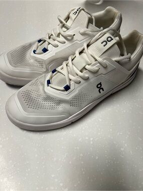 On Women's White Athletic Sneakers with Blue Trim